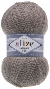 Пряжа Alize Lanagold 800 светло-коричневый меланж (207), 51%акрил/49%шерсть, 800м, 100г