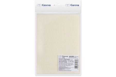 Канва GAMMA Aida16 фасовка, 100%хлопок, кремовый, 30*40см