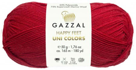 Пряжа Gazzal Happy feet Uni Colors красный (3567), 75%мериносовая шерсть/25%полиамид, 165м, 50г