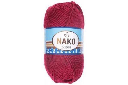 Пряжа Nako Saten бордовый (999), 100%микрофибра, 115м, 50г