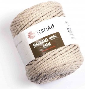 Пряжа YarnArt Macrame Rope 5mm холодный бежевый (753), 60%хлопок/ 40%вискоза/полиэстер, 85м, 500г