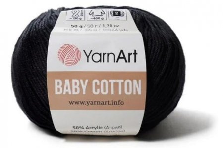 Пряжа YarnArt Baby cotton черный (460), 50%хлопок/50%акрил, 165м, 50г