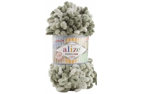 Пряжа Alize Puffy fine color хаки (6065), 100%микрополиэстер, 14.5м, 100г