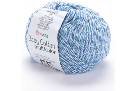 Пряжа YarnArt Baby cotton multicolor голубой меланж (5201), 50%хлопок/50%акрил, 165м, 50г