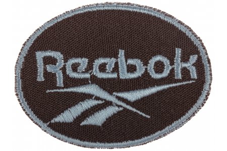 Термоаппликация REEBOK малый, синий на чёрном (джинс), 6,2*4,6см