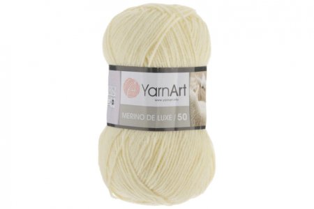 Пряжа Yarnart Merino De LUXE молочный (7003), 50%шерсть/50%акрил, 280м, 100г