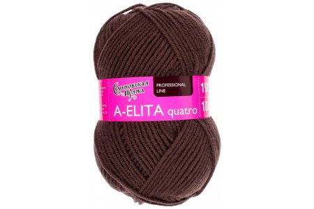 Пряжа Семеновская A-elita quatro (Аэлита кватро) кофе_NEW (13389), 50%шерсть/50%акрил, 190м, 100г