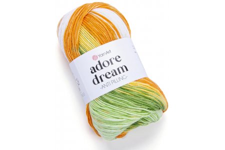 Пряжа Yarnart Adore dream белый-желтый-оранжевый-зеленый (1058), 100%акрил, 280м, 100г