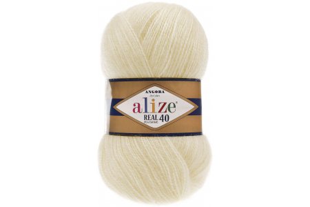 Пряжа Alize Angora Real 40 кремовый (1), 60%акрил/40%шерсть, 430м, 100г