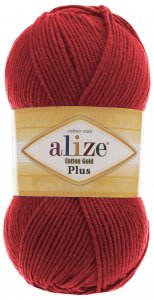 Пряжа Alize Cotton Gold plus красный (56), 55%хлопок/45%акрил, 200м, 100г