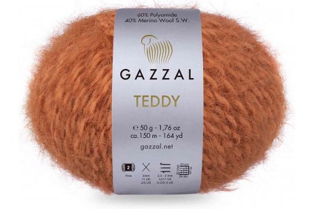 Пряжа Gazzal Teddy терракот (6546), 40%мериносовая шерсть/60%полиамид, 150м, 50г