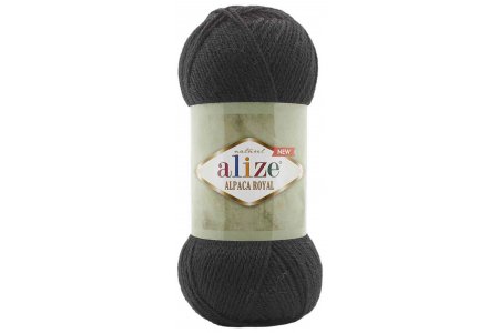 Пряжа Alize Alpaca Royal NEW чёрный (60), 55%акрил/30%шерсть/15%альпака, 250м, 100г