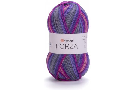 Пряжа YarnArt Forza серый-сиреневый-фуксия-розовый (2501), 75%шерсть/25%полиамид, 420м, 100г