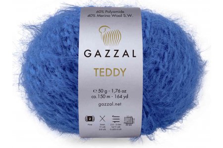 Пряжа Gazzal Teddy синий (6563), 40%мериносовая шерсть/60%полиамид, 150м, 50г