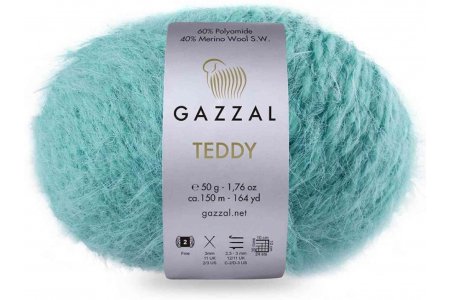 Пряжа Gazzal Teddy зеленая бирюза (6558), 40%мериносовая шерсть/60%полиамид, 150м, 50г