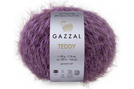 Пряжа Gazzal Teddy темно-сиреневый (6552), 40%мериносовая шерсть/60%полиамид, 150м, 50г