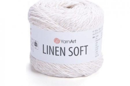 Пряжа YarnArt Linen soft белый (7301), 30%лён/36%вискоза/34%хлопок, 272м, 100г