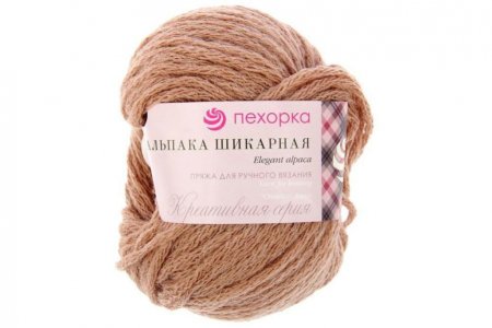 Пряжа Пехорка Альпака шикарная кофейный(377), 25%альпака/75%акрил, 90м, 50г