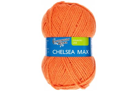 Пряжа Семеновская Chelsea MAX (Челси макс) морковный (670), 50%шерсть английский кроссбред/50%акрил, 200м, 100г