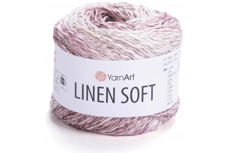 Пряжа YarnArt Linen soft меланж марсала-молочный (7405), 30%лён/36%вискоза/34%хлопок, 272м, 100г