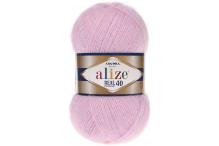 Пряжа Alize Angora Real 40 светло-розовый (185), 60%акрил/40%шерсть, 430м, 100г