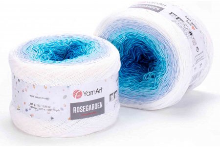 Пряжа YarnArt Rosegarden белый-голубой-бирюзовый-василек (305), 100%хлопок, 1000м, 250г