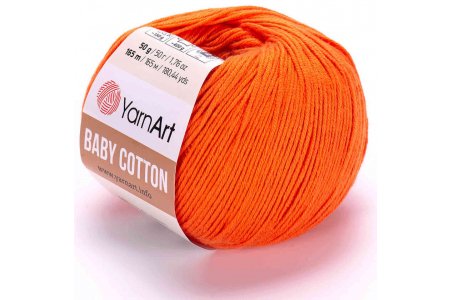 Пряжа YarnArt Baby cotton оранжевый (421), 50%хлопок/50%акрил, 165м, 50г