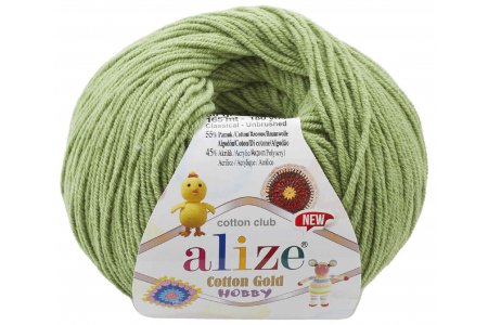 Пряжа Alize Cotton gold hobby new защитный (485), 55%хлопок/45%акрил, 165м, 50г