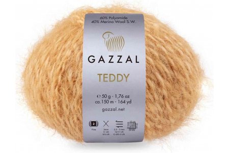 Пряжа Gazzal Teddy желтый песок (6539), 40%мериносовая шерсть/60%полиамид, 150м, 50г